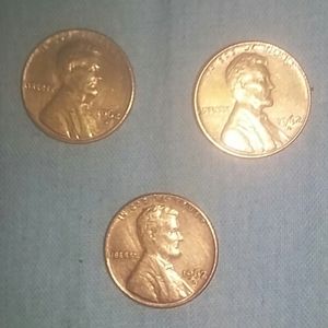3 beautiful 1962 pennies